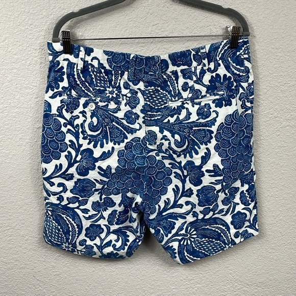 J McLaughlin Floral Cotton Chino Shorts Vacation Blue - Picture 3 of 10